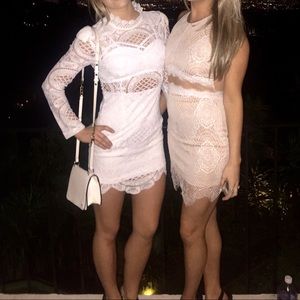 Ivory lace long-sleeve dress